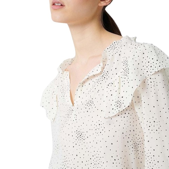 Maje Lacky Ruffle Star Printed Cupro Blouse Size 3 / Large NWT - Picture 6 of 16